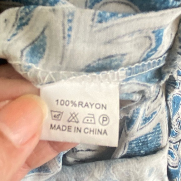 Jaase Wide Leg Jumpsuit Size XS Boho Downstring 3/4 Sleeve V-Neck Color Blue - Picture 12 of 12